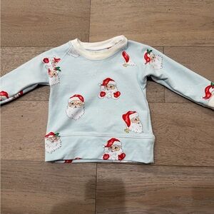 The Beaufort Bonnet Company Santa Print Kids Jacket - Light Blue and Red